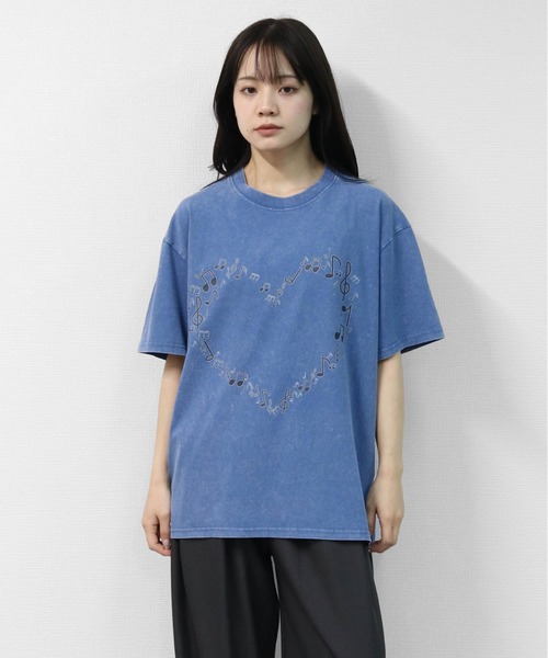 GARAGE MADE(ガレージメイド)の「レディースM~Lサイズ ユニセックス ピグメントプリントBIGTシャツ HEART(Tシャツ/カットソー・レディース・ピンク/ブルー/グリーン/グレー/アイボリー・S)」の7枚目の写真