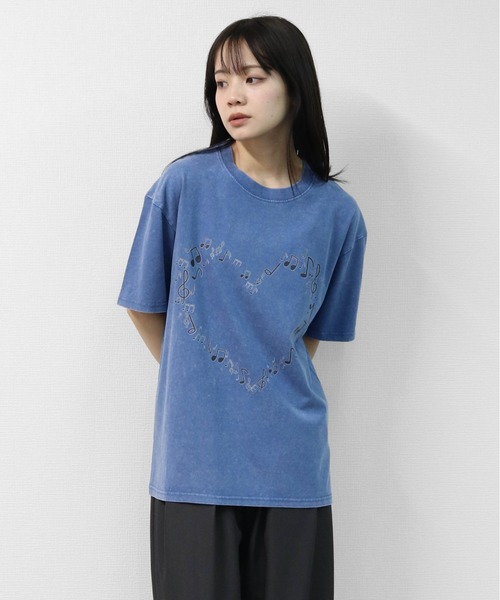 GARAGE MADE(ガレージメイド)の「レディースM~Lサイズ ユニセックス ピグメントプリントBIGTシャツ HEART(Tシャツ/カットソー・レディース・ピンク/ブルー/グリーン/グレー/アイボリー・S)」の8枚目の写真