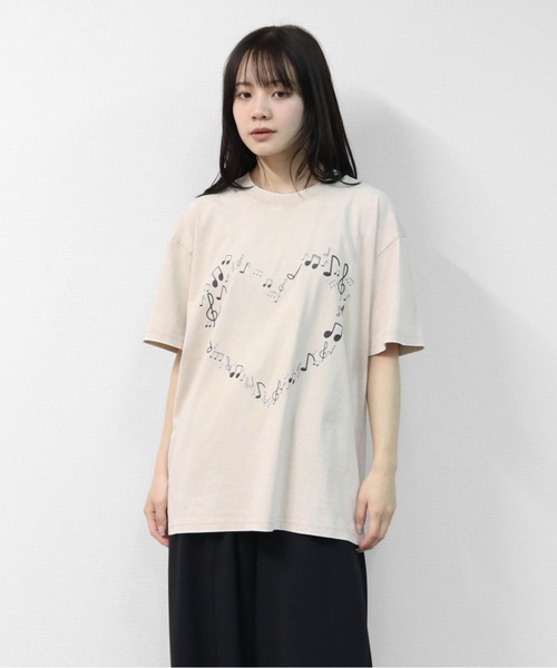 GARAGE MADE(ガレージメイド)の「レディースM~Lサイズ ユニセックス ピグメントプリントBIGTシャツ HEART(Tシャツ/カットソー・レディース・ピンク/ブルー/グリーン/グレー/アイボリー・S)」の20枚目の写真