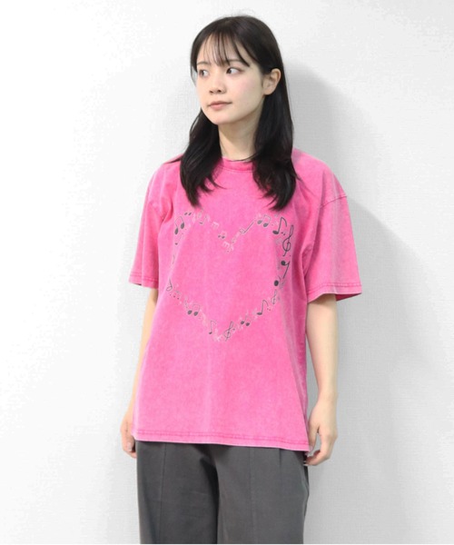 GARAGE MADE(ガレージメイド)の「レディースM~Lサイズ ユニセックス ピグメントプリントBIGTシャツ HEART(Tシャツ/カットソー・レディース・ピンク/ブルー/グリーン/グレー/アイボリー・S)」の11枚目の写真