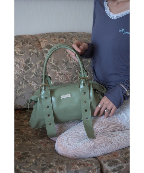 Smyeon(スミョン)の「Belt detail handbag/ベルトデザインハンドバッグ(ハンドバッグ・レディース・グリーン/ダークブラウン/ベージュ/ライトブルー・FREE)」の6枚目の写真