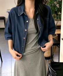 ハーフスリーブワイドデニムシャツ