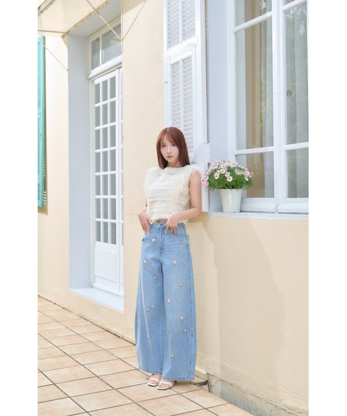 MISTREASS（ミストレアス）の「Sheer Sparkle Frill Top（シャツ/ブラウス・レディース・アイボリー・FREE）」の5枚目の写真