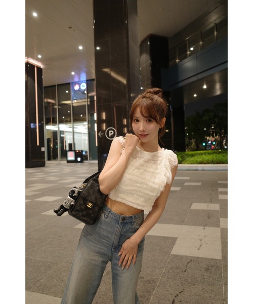 MISTREASS（ミストレアス）の「Sheer Sparkle Frill Top（シャツ/ブラウス・レディース・アイボリー・FREE）」の7枚目の写真