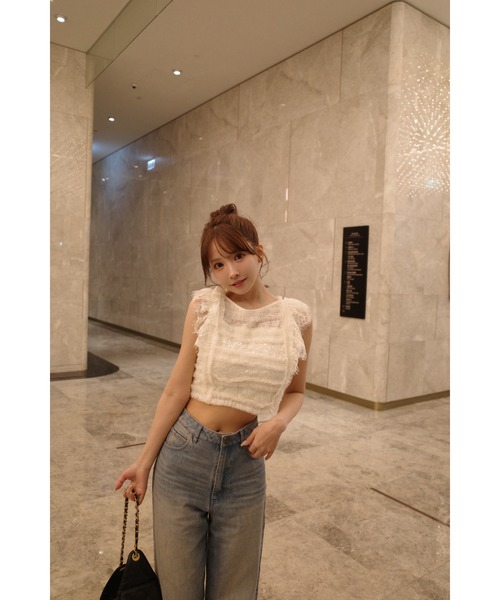MISTREASS（ミストレアス）の「Sheer Sparkle Frill Top（シャツ/ブラウス・レディース・アイボリー・FREE）」の8枚目の写真