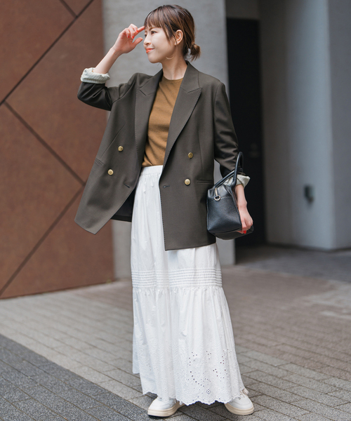 Spick & Span(スピックアンドスパン)の「《追加》ウールブレンドダブルブレストジャケット(テーラードジャケット・レディース・ネイビー/ブラウン・34/36/38/40)」の3枚目の写真