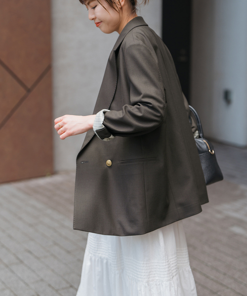 Spick & Span(スピックアンドスパン)の「《追加》ウールブレンドダブルブレストジャケット(テーラードジャケット・レディース・ネイビー/ブラウン・34/36/38/40)」の9枚目の写真