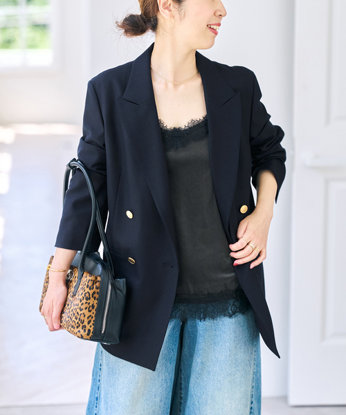 Spick & Span(スピックアンドスパン)の「《追加》ウールブレンドダブルブレストジャケット(テーラードジャケット・レディース・ネイビー/ブラウン・34/36/38/40)」の17枚目の写真