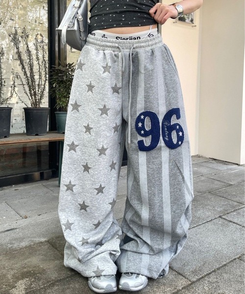 AsheKsha（アシクシャ）の「星と数字のグレー切り替えパンツ（スウェットパンツ・レディース・グレー・F）」の7枚目の写真
