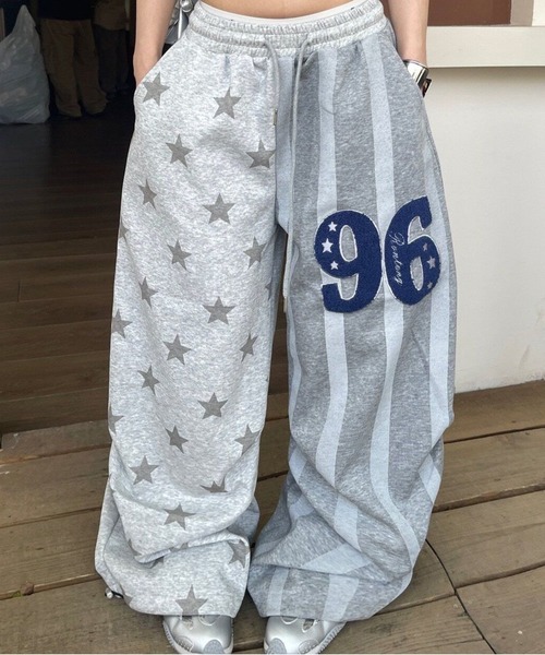 AsheKsha（アシクシャ）の「星と数字のグレー切り替えパンツ（スウェットパンツ・レディース・グレー・F）」の11枚目の写真