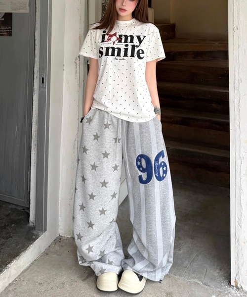 AsheKsha（アシクシャ）の「星と数字のグレー切り替えパンツ（スウェットパンツ・レディース・グレー・F）」の18枚目の写真