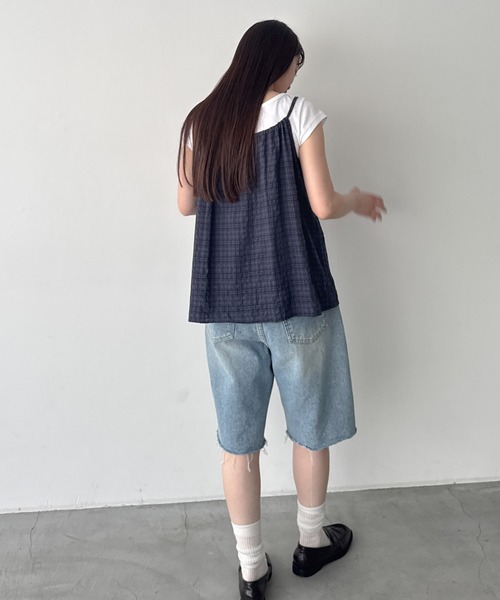 CANAL JEAN(キャナルジーン)の「El mar ガーゼチェックキャミチュニック(シャツ/ブラウス・レディース・ネイビー・ONE SIZE)」の8枚目の写真
