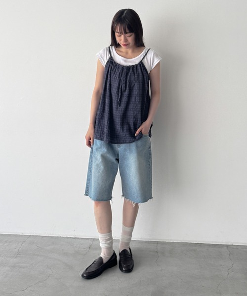 CANAL JEAN(キャナルジーン)の「El mar ガーゼチェックキャミチュニック(シャツ/ブラウス・レディース・ネイビー・ONE SIZE)」の9枚目の写真