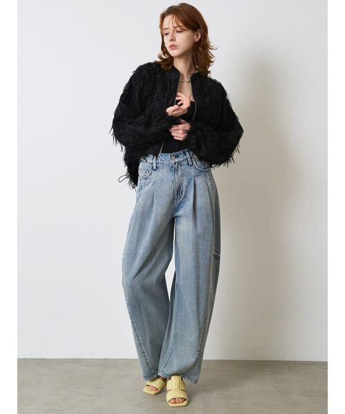 ELENDEEK（エレンディーク）の「パネルタックデニムワイドパンツ（デニムパンツ・レディース・ライトブルー/ブラック・02/01）」の15枚目の写真