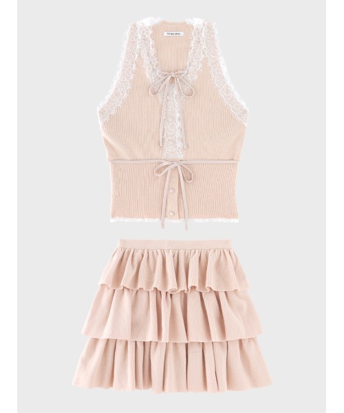 M me eme(エムミーエメ)の「Ribbon lace fit line setup(eme11083)(セットアップ・レディース・ピンク/グレー・FREE)」の20枚目の写真
