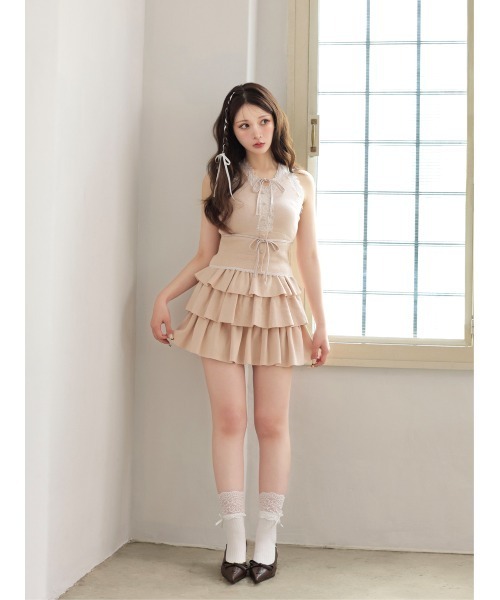 M me eme(エムミーエメ)の「Ribbon lace fit line setup(eme11083)(セットアップ・レディース・ピンク/グレー・FREE)」の17枚目の写真