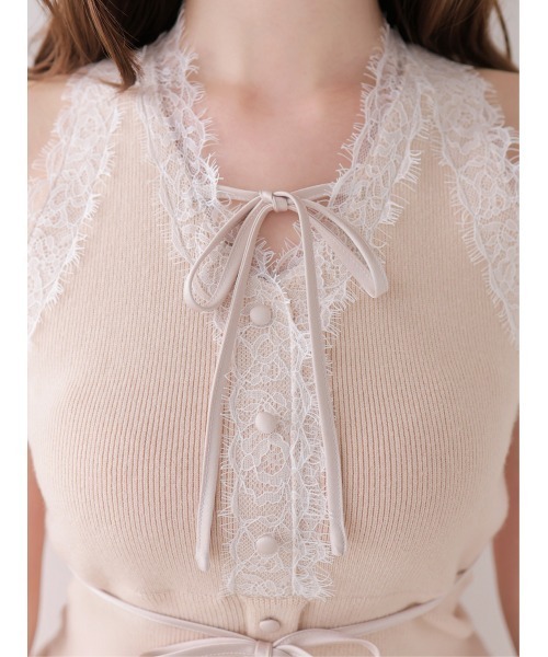 M me eme(エムミーエメ)の「Ribbon lace fit line setup(eme11083)(セットアップ・レディース・ピンク/グレー・FREE)」の5枚目の写真