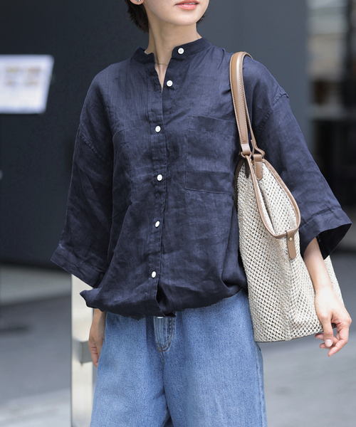 JOURNAL STANDARD relume(ジャーナルスタンダード レリューム)の「《追加 / 新色》カラーリネンドロストシャツ(シャツ/ブラウス・レディース・ホワイト/ダークブルー/ブルー系その他/ネイビー・FREE)」の14枚目の写真