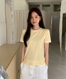 レイヤード風センターシーム半袖トップス/Tシャツ