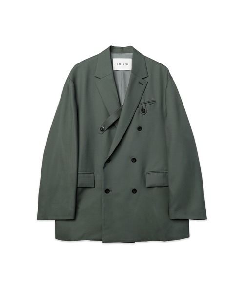 CULLNI(クルニ)の「Super 120s Wool Twill Suspender Tape Double Breasted Jacket(テーラードジャケット・メンズ・グレー/グリーン/ブラック・1)」の3枚目の写真