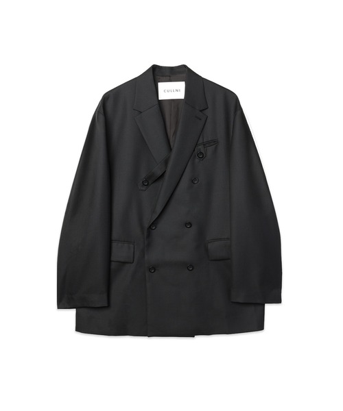 CULLNI(クルニ)の「Super 120s Wool Twill Suspender Tape Double Breasted Jacket(テーラードジャケット・メンズ・グレー/グリーン/ブラック・1)」の2枚目の写真