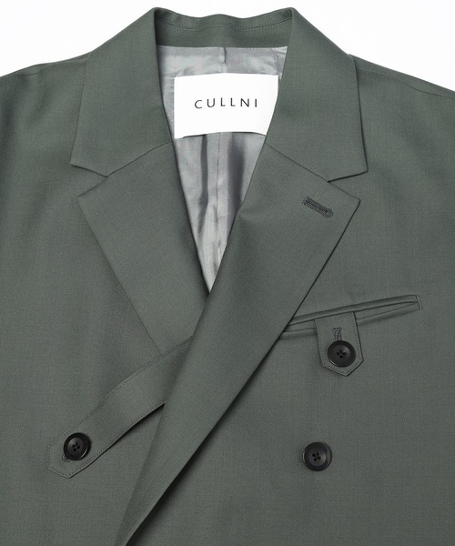 CULLNI(クルニ)の「Super 120s Wool Twill Suspender Tape Double Breasted Jacket(テーラードジャケット・メンズ・グレー/グリーン/ブラック・1)」の8枚目の写真