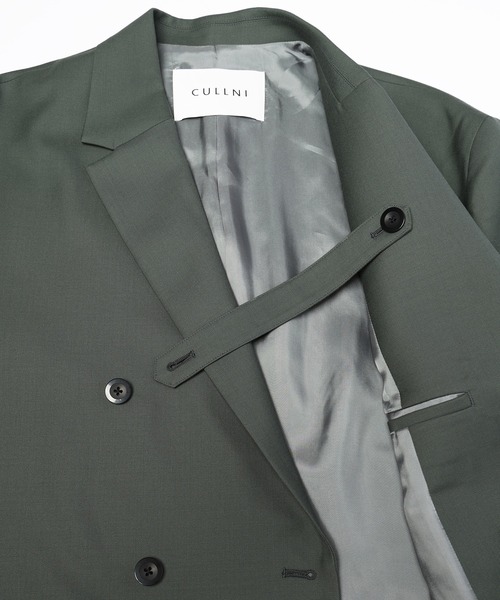 CULLNI(クルニ)の「Super 120s Wool Twill Suspender Tape Double Breasted Jacket(テーラードジャケット・メンズ・グレー/グリーン/ブラック・1)」の9枚目の写真