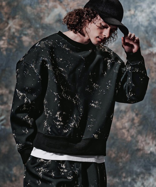 Jih Nunc(ジーヌンク)の「msw1907-総柄スプラッシュプリントスウェット(JIH-R1213)(スウェット・メンズ・ネイビー/ブラウン/ブラック・S/L/M)」の3枚目の写真