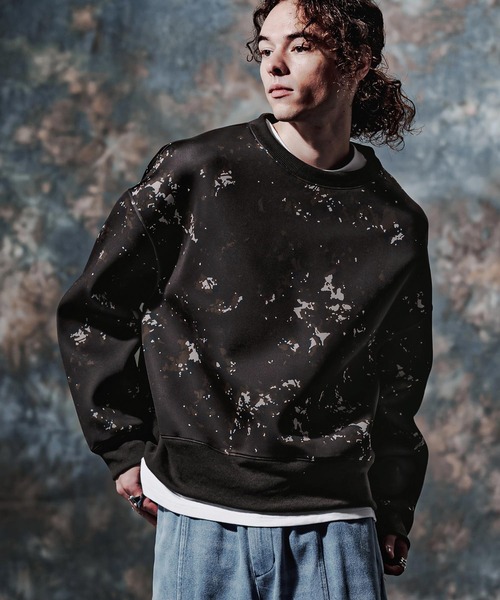 Jih Nunc(ジーヌンク)の「msw1907-総柄スプラッシュプリントスウェット(JIH-R1213)(スウェット・メンズ・ネイビー/ブラウン/ブラック・S/L/M)」の2枚目の写真