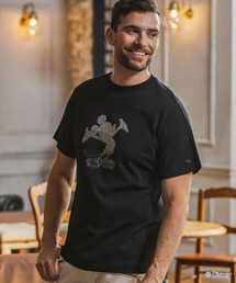 1PIU1UGUALE3 RELAX(ウノピゥウノウグァーレトレ リラックス)【ミッキーマウス】ラインストーンシルエット 半袖Tシャツ