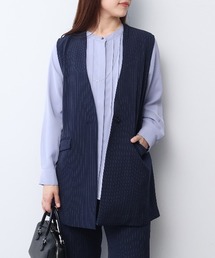 【L～5L 大きいサイズ】【ハンドウォッシャブル】【セットアップ可】サテンノーカラージレ