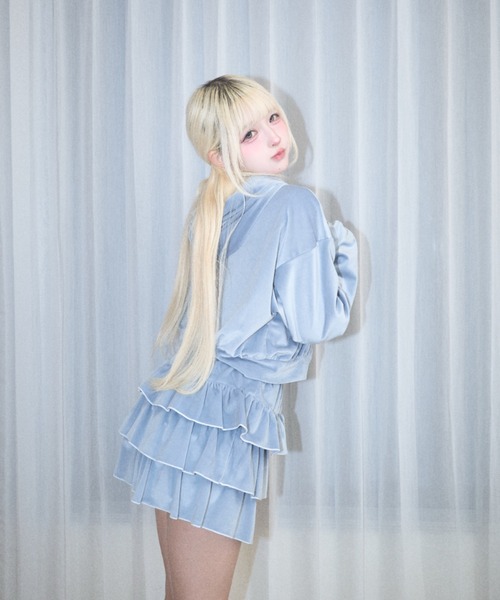 Lovilyn(ラヴィリン)の「フリルベロアジャージパーカー(パーカー・レディース・ブラウン/サックスブルー/ピンク・FREE)」の13枚目の写真