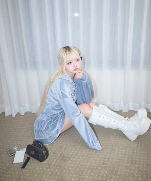 Lovilyn(ラヴィリン)の「フリルベロアジャージパーカー(パーカー・レディース・ブラウン/サックスブルー/ピンク・FREE)」の16枚目の写真