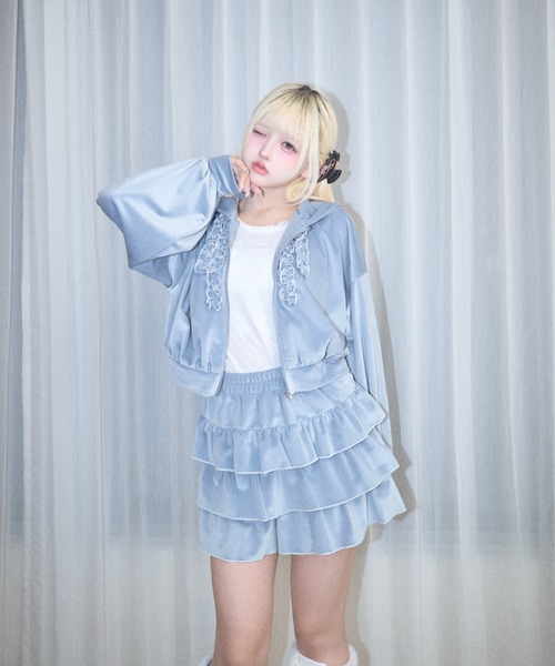 Lovilyn(ラヴィリン)の「フリルベロアジャージパーカー(パーカー・レディース・ブラウン/サックスブルー/ピンク・FREE)」の19枚目の写真