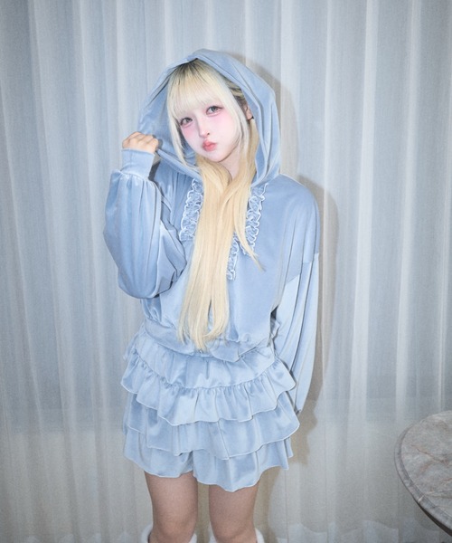 Lovilyn(ラヴィリン)の「フリルベロアジャージパーカー(パーカー・レディース・ブラウン/サックスブルー/ピンク・FREE)」の20枚目の写真