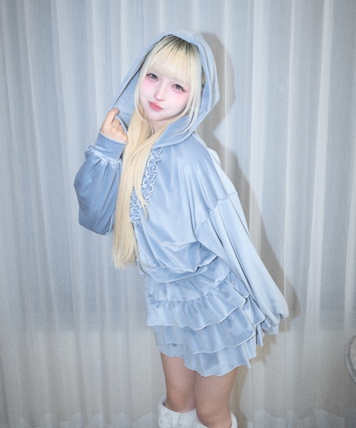 Lovilyn(ラヴィリン)の「フリルベロアジャージパーカー(パーカー・レディース・ブラウン/サックスブルー/ピンク・FREE)」の21枚目の写真