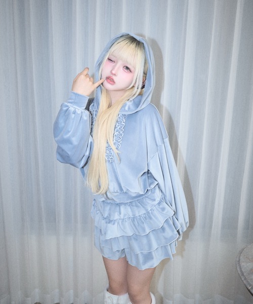 Lovilyn(ラヴィリン)の「フリルベロアジャージパーカー(パーカー・レディース・ブラウン/サックスブルー/ピンク・FREE)」の22枚目の写真