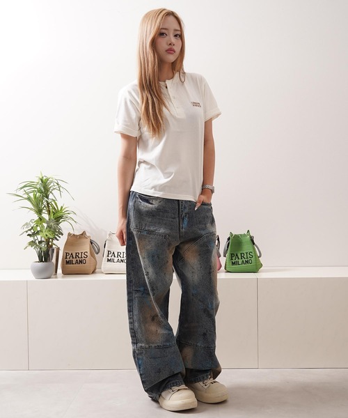 1111clothing（ワンフォークロージング）の「ヴィンテージ加工 バレルジーンズ / Vintage Wash Barrel Leg Jeans（デニムパンツ・メンズ・ブルー・XL/L/M）」の12枚目の写真