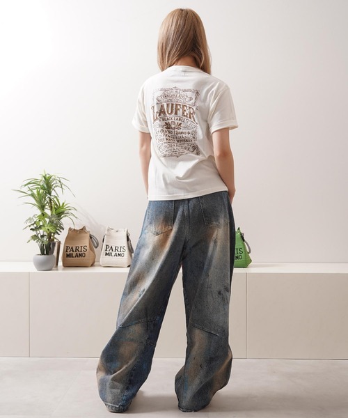 1111clothing（ワンフォークロージング）の「ヴィンテージ加工 バレルジーンズ / Vintage Wash Barrel Leg Jeans（デニムパンツ・メンズ・ブルー・XL/L/M）」の13枚目の写真