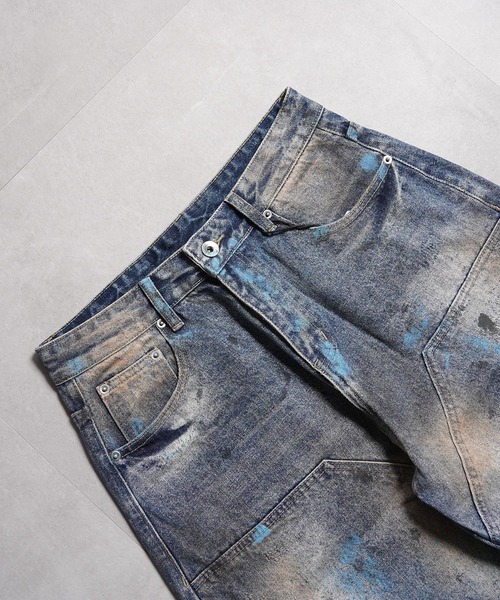 1111clothing（ワンフォークロージング）の「ヴィンテージ加工 バレルジーンズ / Vintage Wash Barrel Leg Jeans（デニムパンツ・メンズ・ブルー・XL/L/M）」の22枚目の写真