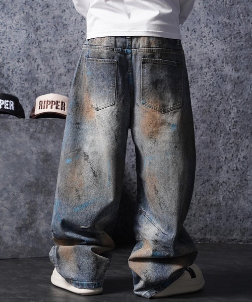 1111clothing（ワンフォークロージング）の「ヴィンテージ加工 バレルジーンズ / Vintage Wash Barrel Leg Jeans（デニムパンツ・メンズ・ブルー・XL/L/M）」の17枚目の写真