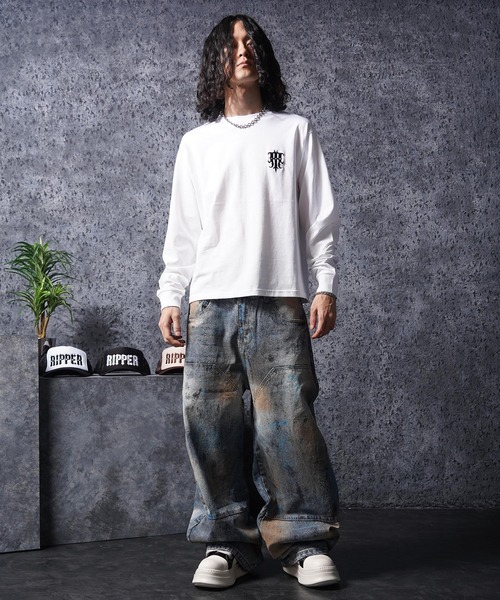 1111clothing（ワンフォークロージング）の「ヴィンテージ加工 バレルジーンズ / Vintage Wash Barrel Leg Jeans（デニムパンツ・メンズ・ブルー・XL/L/M）」の20枚目の写真