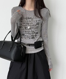 レタリングプリントロングTシャツ