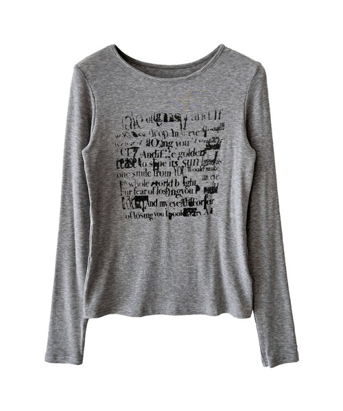 Girly Doll（ガーリードール）の「レタリングプリントロングTシャツ（シャツ/ブラウス・レディース・ホワイト/ライトグレー・FREE）」の6枚目の写真