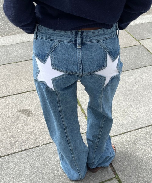 boemy(ボエミー)の「スターデザイン ストレートデニム(デニムパンツ・レディース・ブルー系その他/ブルー・L/M/S)」の13枚目の写真