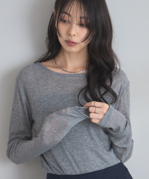 &. NOSTALGIA(アンドドットノスタルジア)の「バックレース切替シアートップス(Tシャツ/カットソー・レディース・オフホワイト/ブラック/グレー・FREE)」の8枚目の写真