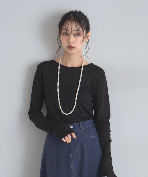 &. NOSTALGIA(アンドドットノスタルジア)の「バックレース切替シアートップス(Tシャツ/カットソー・レディース・オフホワイト/ブラック/グレー・FREE)」の15枚目の写真