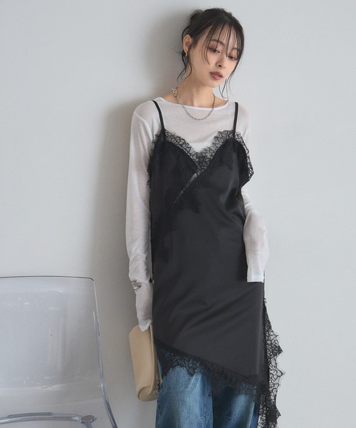 &. NOSTALGIA(アンドドットノスタルジア)の「バックレース切替シアートップス(Tシャツ/カットソー・レディース・オフホワイト/ブラック/グレー・FREE)」の20枚目の写真
