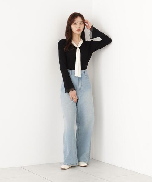 PROPORTION BODY DRESSING(プロポーションボディドレッシング)の「タイ付き部分シアーニット / 1216270900(ニット/セーター・レディース・ホワイト系その他/ブラック/ピンク・MEDIUM/SMALL)」の5枚目の写真