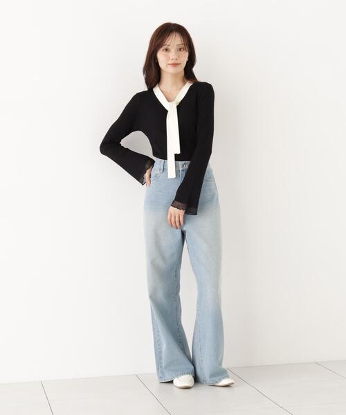 PROPORTION BODY DRESSING(プロポーションボディドレッシング)の「タイ付き部分シアーニット / 1216270900(ニット/セーター・レディース・ホワイト系その他/ブラック/ピンク・MEDIUM/SMALL)」の7枚目の写真